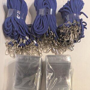 ID Badge Holders & Lanyards - Blue Lanyards - Pack of 100 of Each